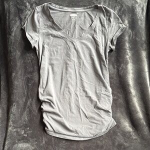 Gray V-Neck Maternity Top